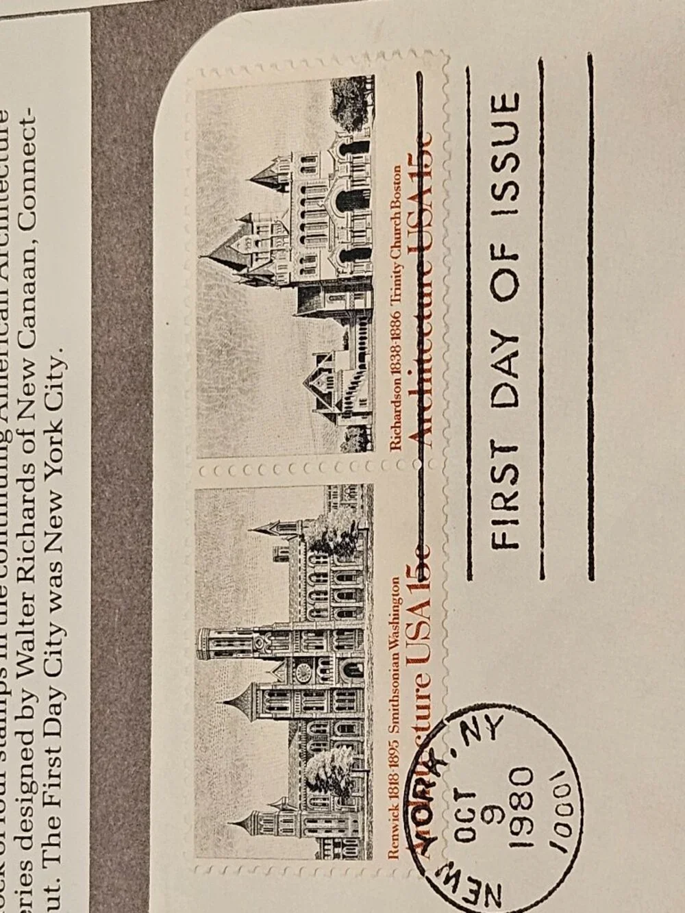 RARE COLLECTIBLE USPS 1ST DAY ISSUE AMERICAN ARCHITECTURE SMITHSONIAN STAMP FDC